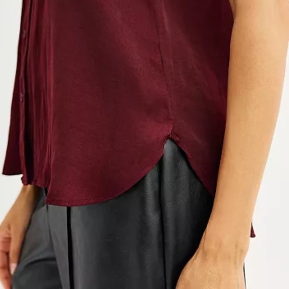 NINE WEST Short Sleeve Maddie Plum Blouse - Picture 4 of 7